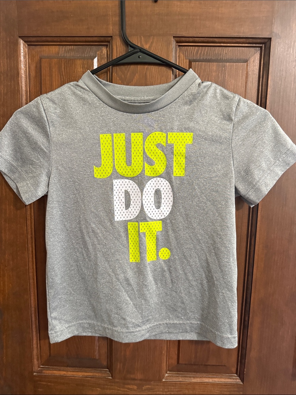Nike Gray Tee with Neon Yellow & White "Just Do It." Graphic